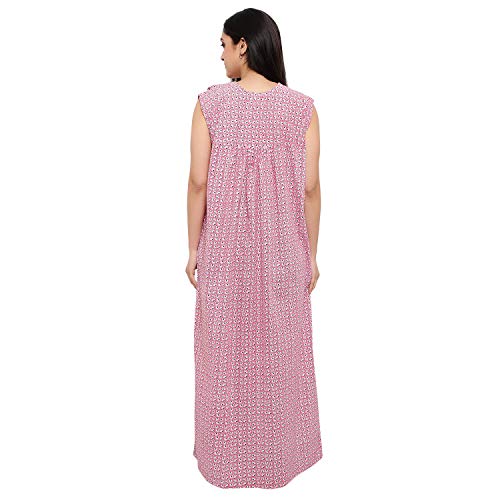 CIERGE Women's Cotton Printed Maxi Nighty (CIERGE-SLEEVELESS-SMOKING_Red_Free Size) - Image 4