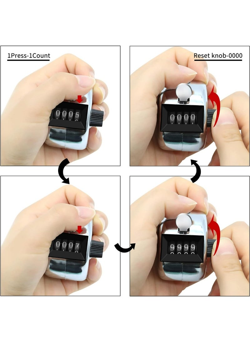 Eliamo 3 Pcs Hand Tally Counter 4-Digit Lap Counter Clicker, Manual Mechanical Handheld Pitch Click Counter with Finger Ring for School Golf & Knitting Row Croche - Image 5