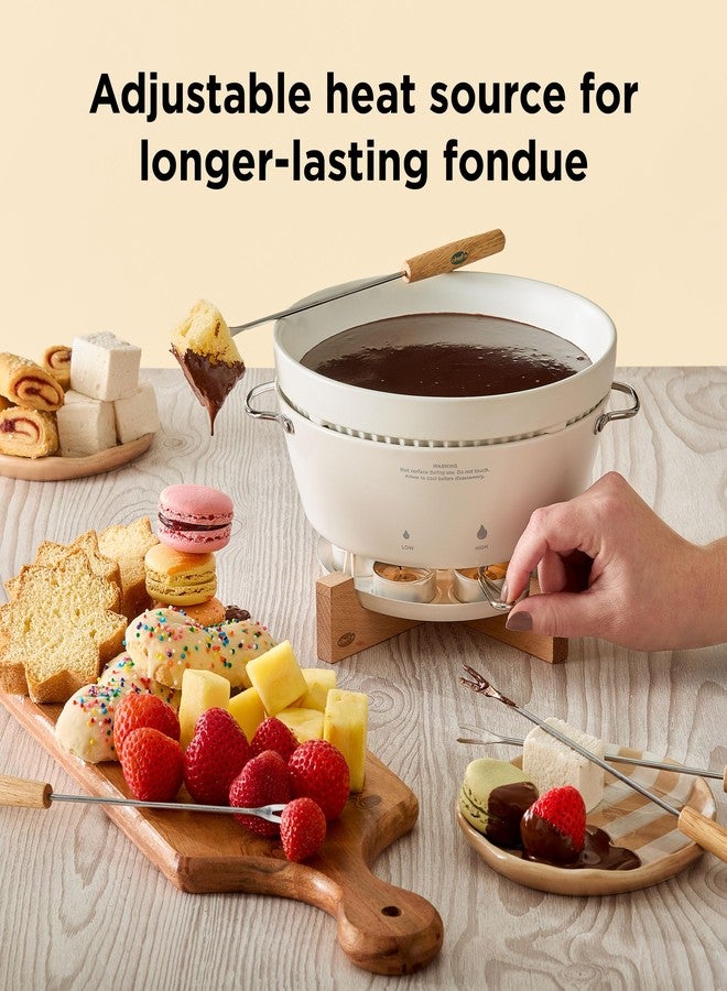 شيف إن طقم فوندو شيفن سويت سبوت، وعاء فوندو قابل للتعديل يعمل بشمعة صغيرة مع وعاء سيراميك، مثالي للشوكولاتة والجبن، سهل الاستخدام، آمن للغسل في غسالة الأطباق، مثالي للضيافة، 9.6 × 9.6 × 5 بوصة - Image 4