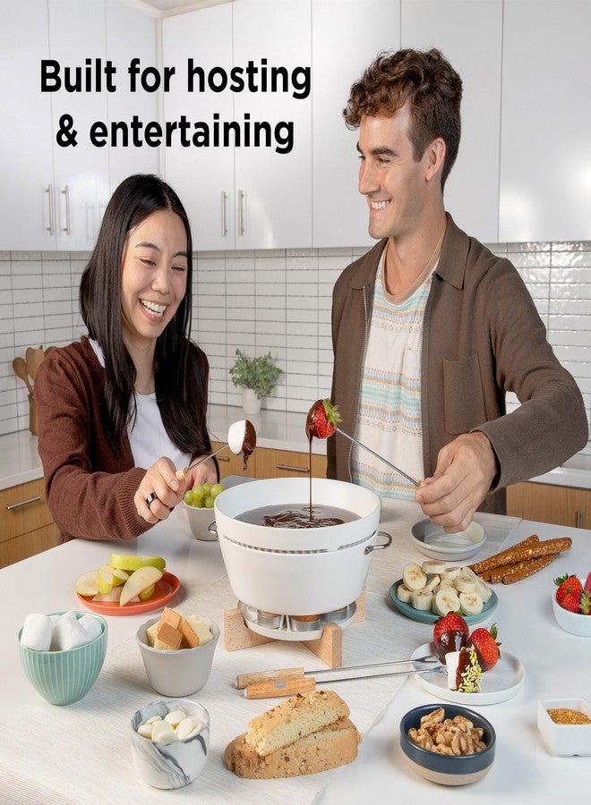 شيف إن طقم فوندو شيفن سويت سبوت، وعاء فوندو قابل للتعديل يعمل بشمعة صغيرة مع وعاء سيراميك، مثالي للشوكولاتة والجبن، سهل الاستخدام، آمن للغسل في غسالة الأطباق، مثالي للضيافة، 9.6 × 9.6 × 5 بوصة - Image 5