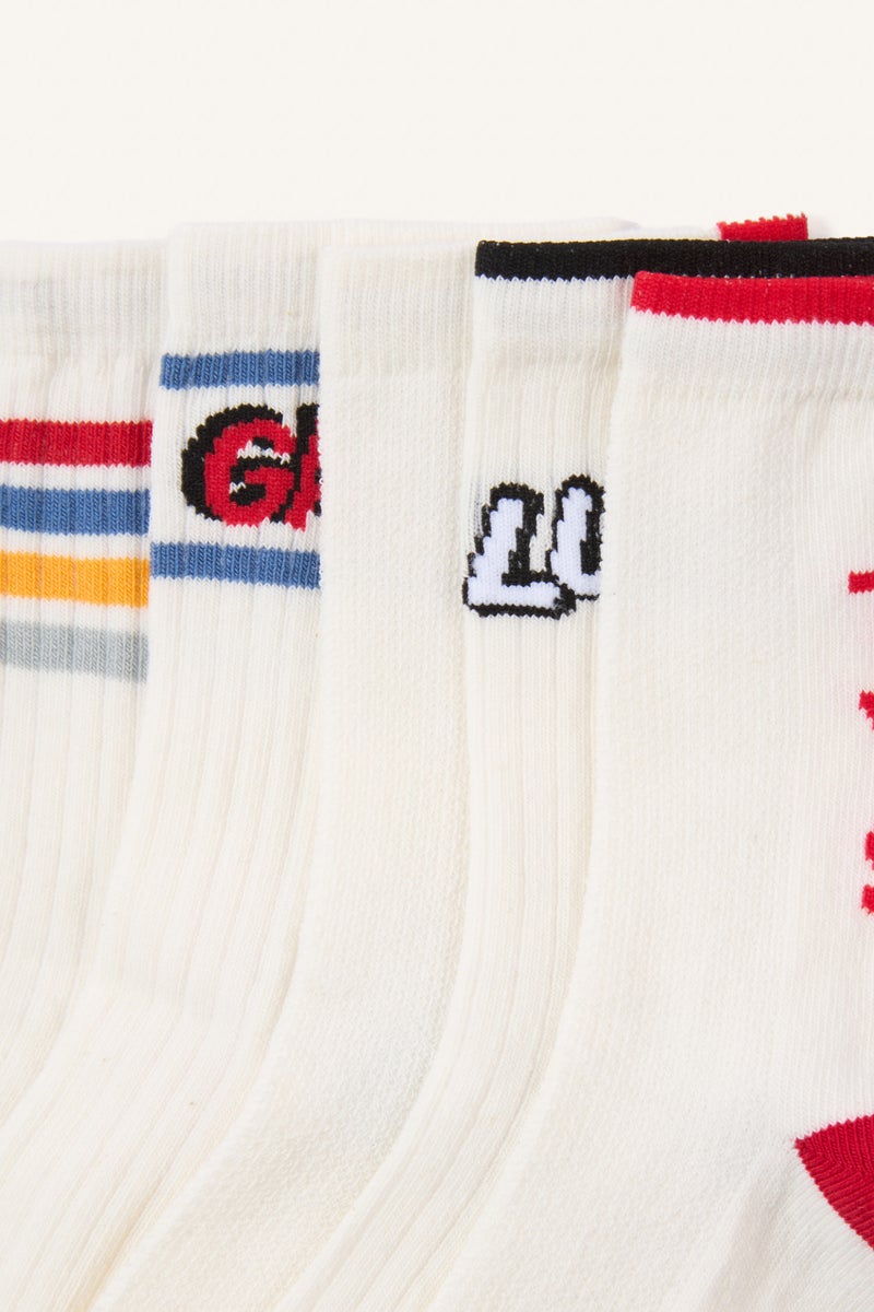 DeFacto White Boy Boy 5 Piece Cotton Long Socks Casual - Image 4