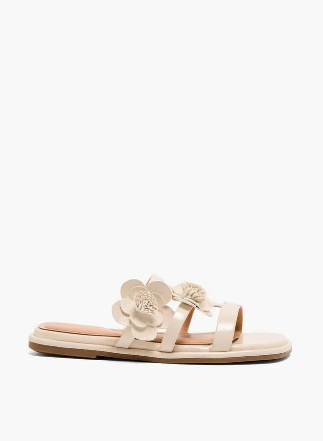 ليتل ميسي Girls Floral Accent Slip-On Sandals