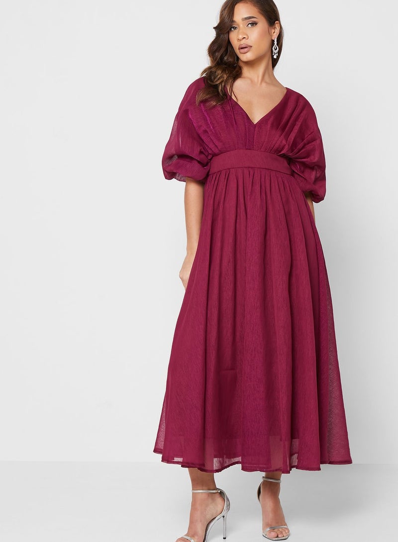 Khizana Sleeve Detail Midi Dress - Image 1