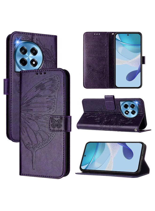 اس-توب جراب لهاتف OnePlus 12 5G Global من الجلد المنقوش على شكل فراشة - Image 1