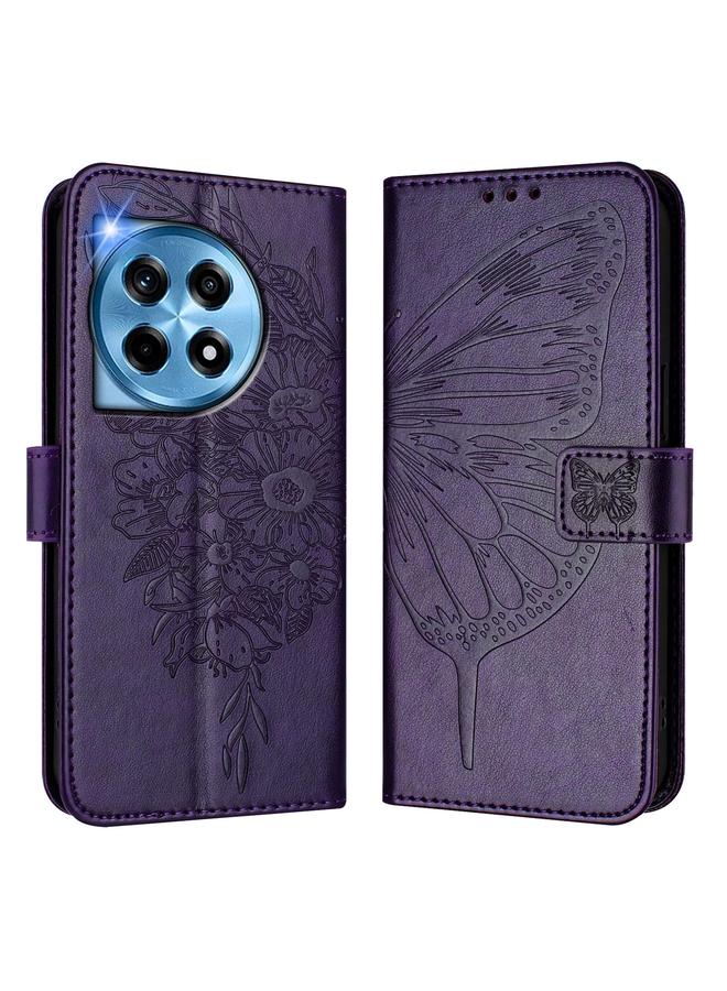 اس-توب جراب لهاتف OnePlus 12 5G Global من الجلد المنقوش على شكل فراشة - Image 2