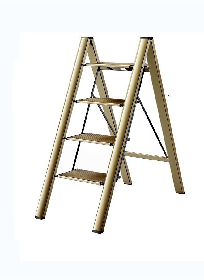SUNRISE - 4 Steps Ladder Aluminum Folding Step Stool With Anti Slip Sturdy And Wide Pedal Light weight Portable Multi Use Stepladder For Home And Kitchen Use Space Saving - Image 1