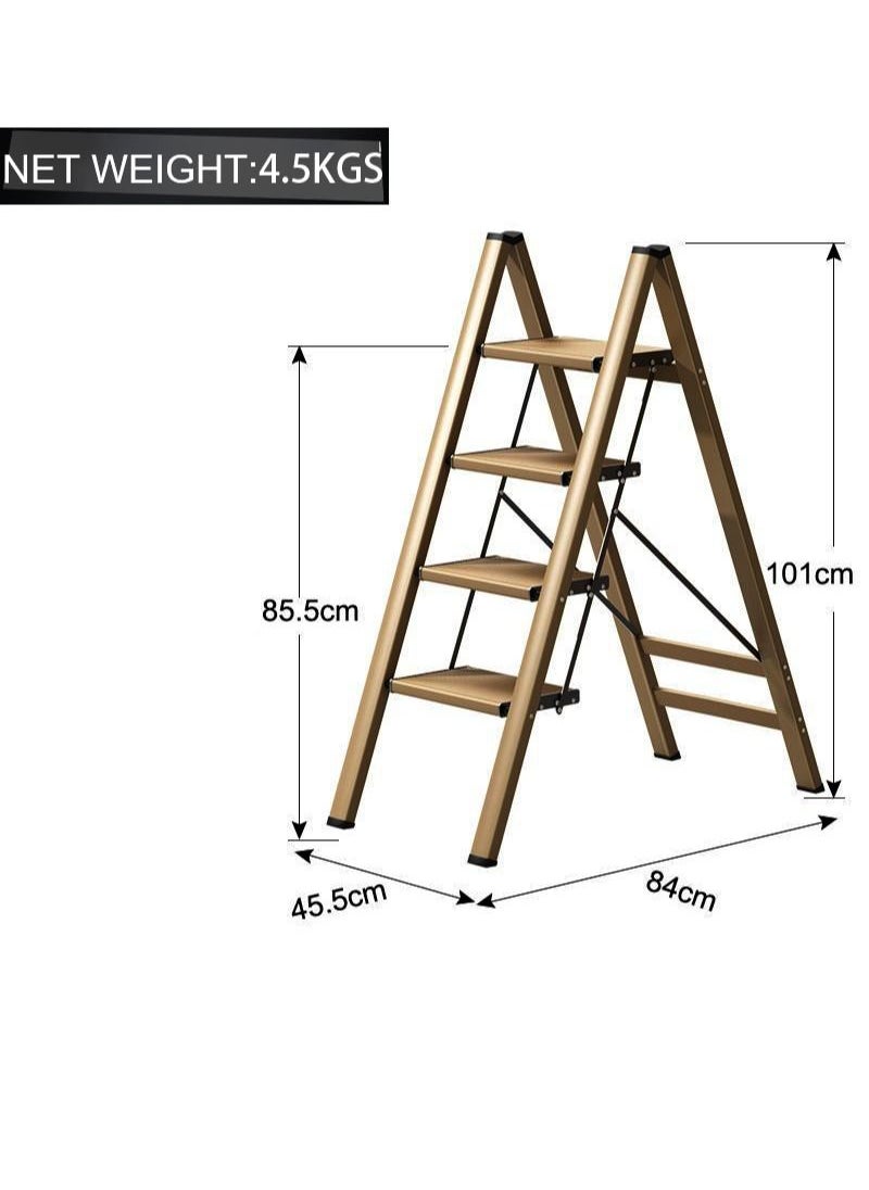 SUNRISE - 4 Steps Ladder Aluminum Folding Step Stool With Anti Slip Sturdy And Wide Pedal Light weight Portable Multi Use Stepladder For Home And Kitchen Use Space Saving - Image 1