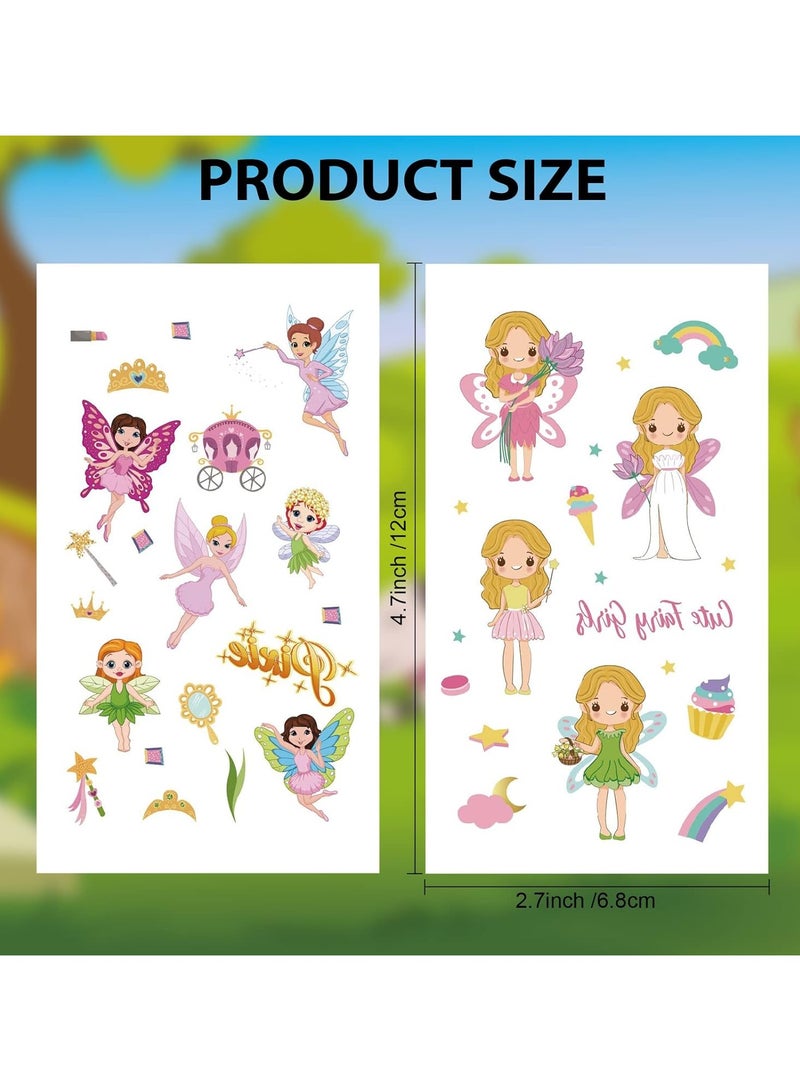 قوس قزح أورينبو 20 ورقة وشم مؤقت لجنية جنية روح الأميرة للأطفال ملصقات وشم وهمية لحفلات أعياد الميلاد زخارف حفلات الجنيات هدايا حفلات الفراشات - Image 2