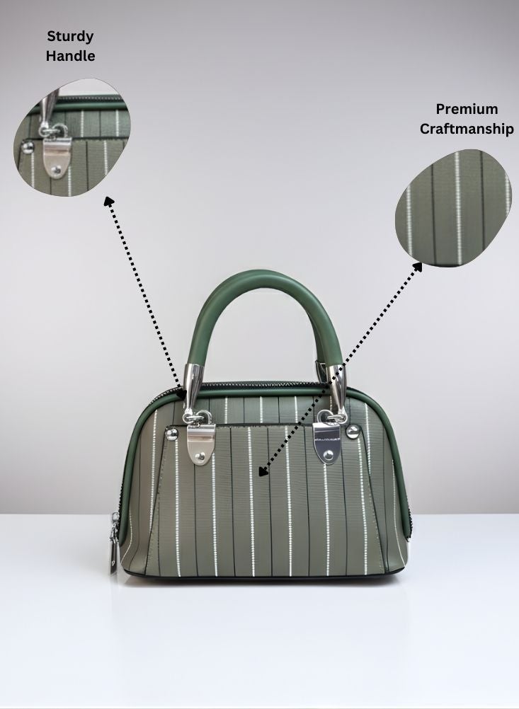 بريميم حقيبة يد زيتونية اللون وخضراء داكنة – حقيبة نسائية فاخرة ذات ملمس مميز ومقبض متين - Image 2