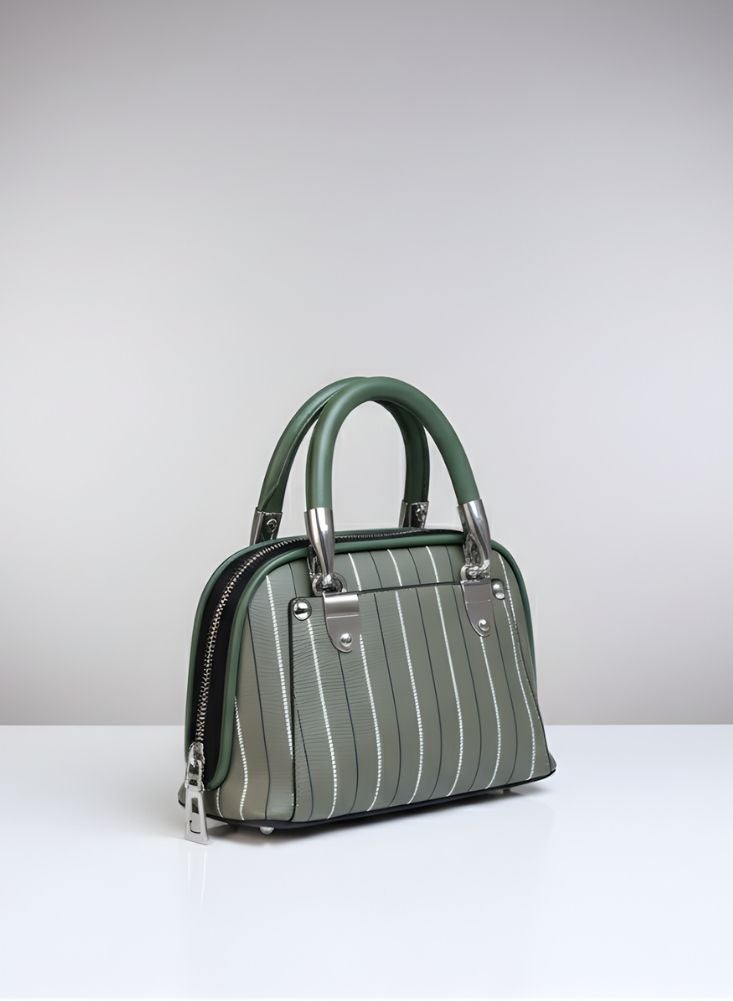 بريميم حقيبة يد زيتونية اللون وخضراء داكنة – حقيبة نسائية فاخرة ذات ملمس مميز ومقبض متين - Image 1