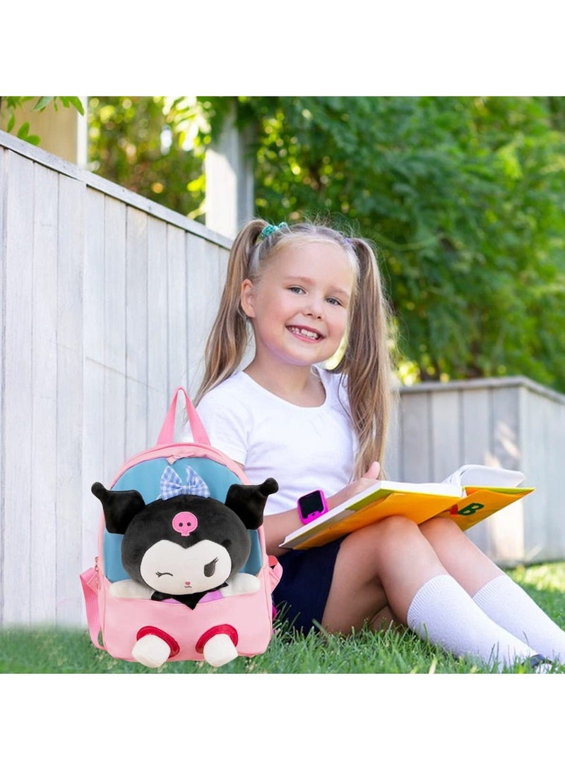 Kawaii Plush Kuromi Bag for Girls, Backpack Cute Cartoon Shoulder Anime Toy Fans（25 * 35cm）