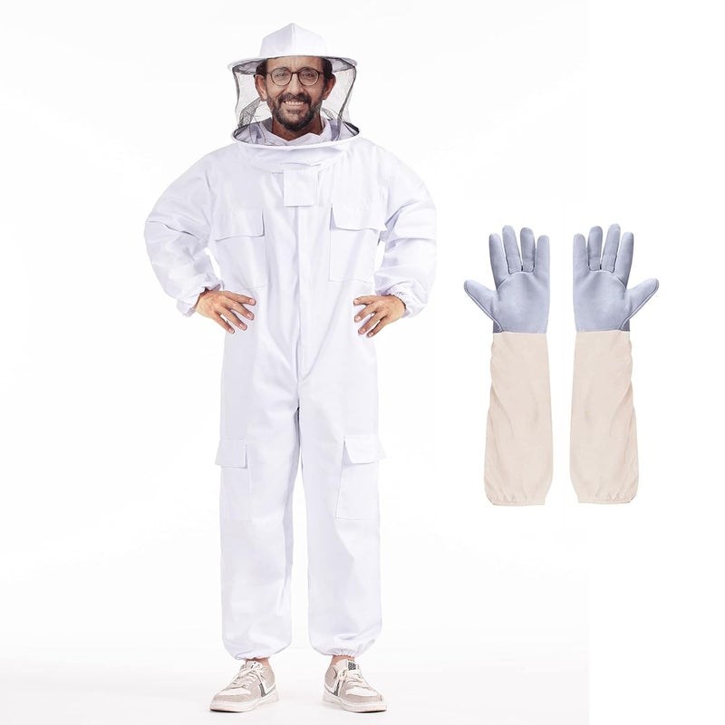 LONGADS Professional Bee Suits for Men Women Sting Proof with Round Veil, Sting-Proof Full Body Protection Beekeeping Suit with Glove, Safety Ventilated Bee Keeper Suit(Beekeeper Gear) - Image 1