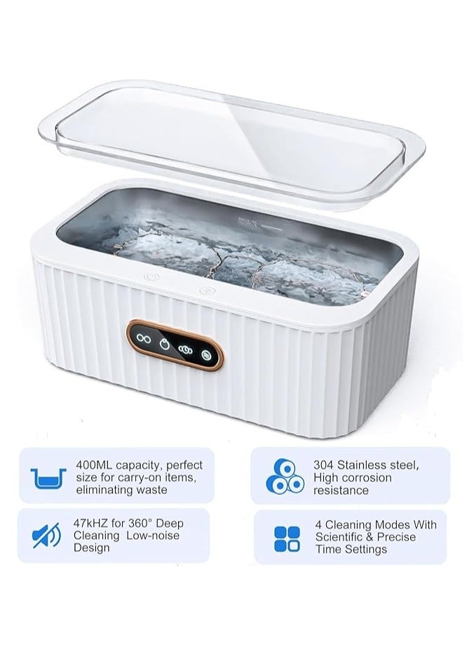 AROAQ Ultrasonic Jewelry Cleaner 360 Degree Glasses Cleaner 4 Time Modes Portable Electronic Cleaner Machine for Ring Glasses Retainer All Silver/Gold Jewely - Image 2