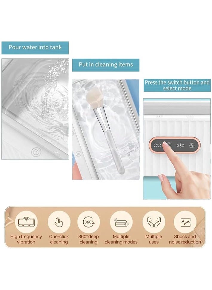 AROAQ Ultrasonic Jewelry Cleaner 360 Degree Glasses Cleaner 4 Time Modes Portable Electronic Cleaner Machine for Ring Glasses Retainer All Silver/Gold Jewely - Image 4