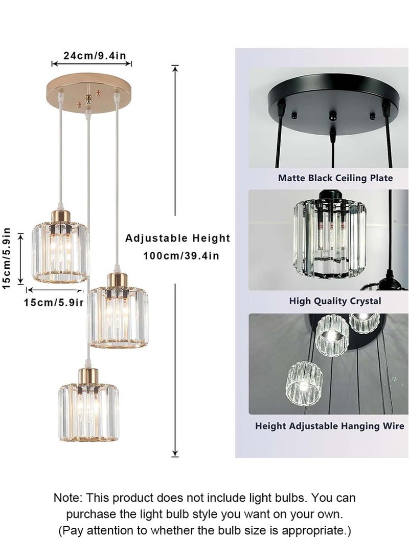 TAPIT Crystal Ceiling Lights, Gold Metal Crystal Chandelier Lamp, Round Flush Mount Ceiling Light, Hanging Light for Cafe Bar Dining Room Bedroom (Bulbs NOT Included) - Image 2