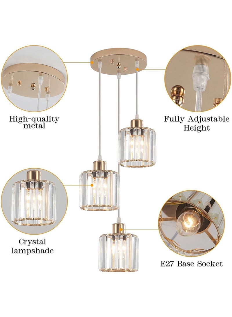 TAPIT Crystal Ceiling Lights, Gold Metal Crystal Chandelier Lamp, Round Flush Mount Ceiling Light, Hanging Light for Cafe Bar Dining Room Bedroom (Bulbs NOT Included) - Image 3