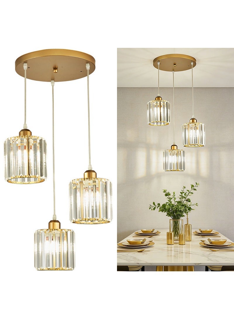 TAPIT Crystal Ceiling Lights, Gold Metal Crystal Chandelier Lamp, Round Flush Mount Ceiling Light, Hanging Light for Cafe Bar Dining Room Bedroom (Bulbs NOT Included) - Image 1