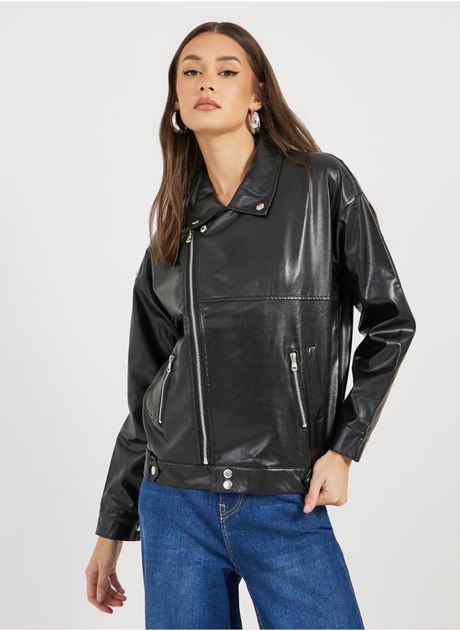 Styli - Regular Fit Regular Length Biker Jacket - Image 1