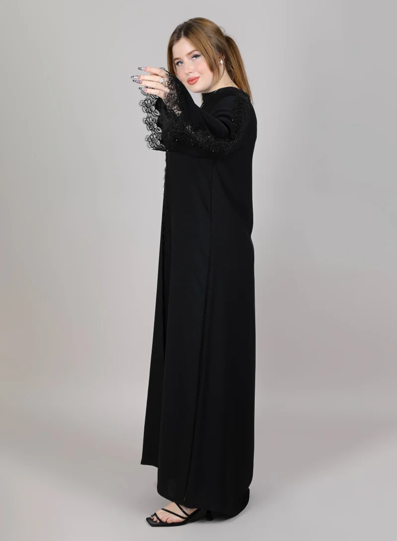 MSquare Fashion  MSquare Fashion Black Nida Embroidered sleeves Abaya for Women | Best Price UAE