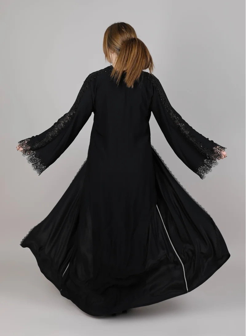 MSquare Fashion  MSquare Fashion Black Nida Embroidered sleeves Abaya for Women | Best Price UAE