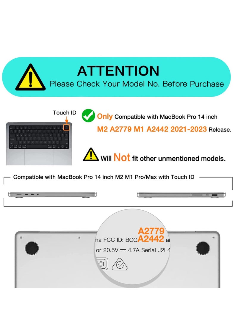 Generic - Hard Shell Case Protective Snap On CoverCompatible with MacBook Pro 14 inch Case 2021-2023 Release M2 A2779 A2442 M1 Pro/Max Chip w/Touch ID/Protective Plastic Hard Shell Case (Black) - Image 1