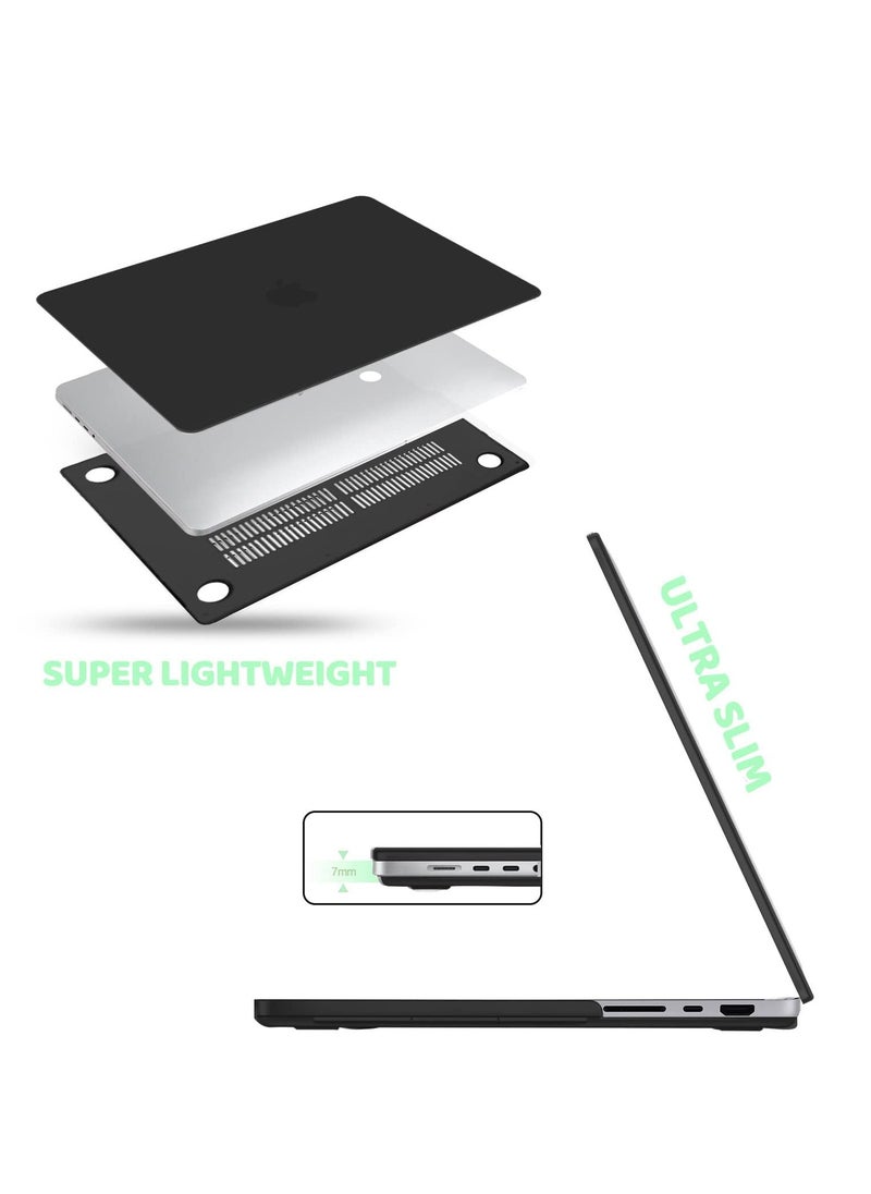 Generic - Hard Shell Case Protective Snap On CoverCompatible with MacBook Pro 14 inch Case 2021-2023 Release M2 A2779 A2442 M1 Pro/Max Chip w/Touch ID/Protective Plastic Hard Shell Case (Black) - Image 1