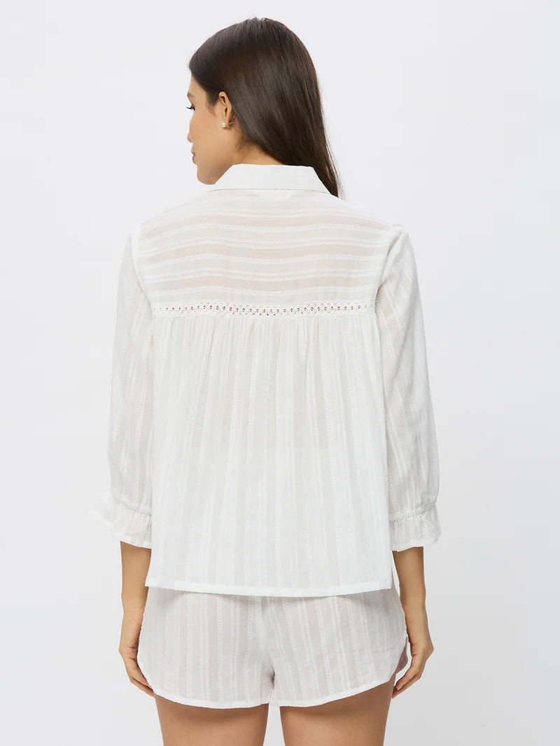 AMMARZO Cotton Dobby Button-Down Top