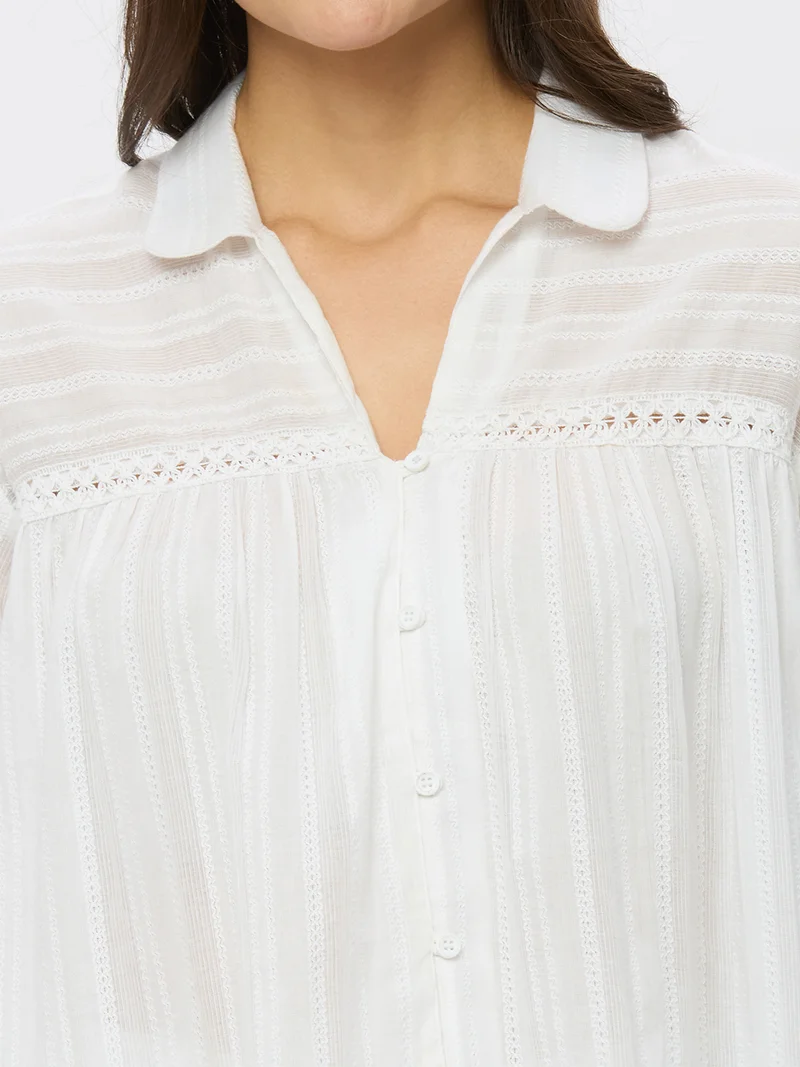 AMMARZO Cotton Dobby Button-Down Top