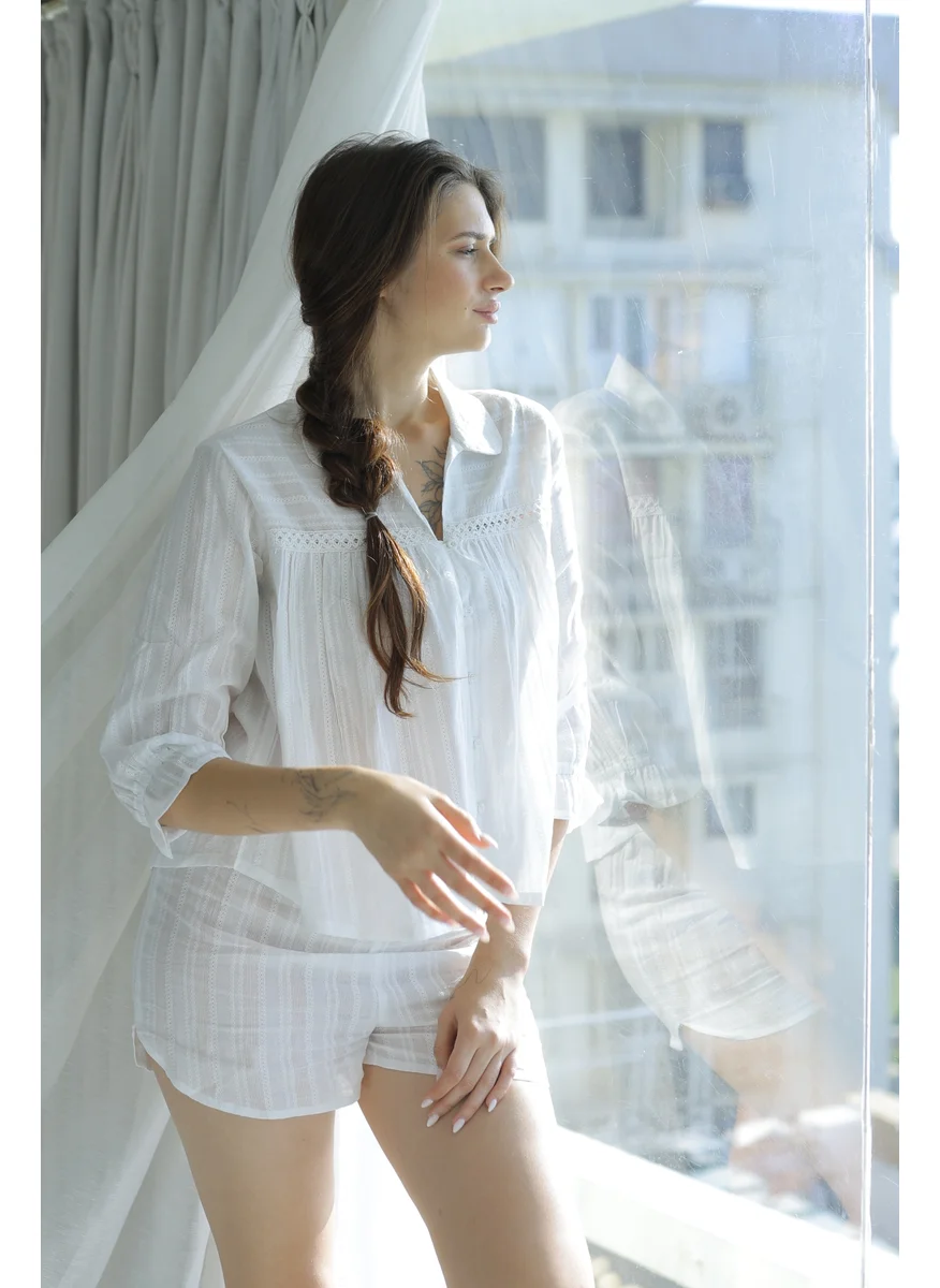AMMARZO Cotton Dobby Button-Down Top