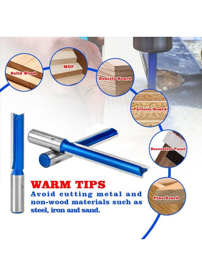 RURITKIT 3Pcs Extra Long Straight Router Bit Set 1/2 Shank, Carbide Tipped Double Flute Straight Bit Dado Straight Cut Router Bit for Woodworking, 2",2-1/2",3" Cutting Length,1/2" Cutting Dia. - Image 5