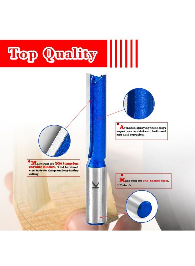 RURITKIT 3Pcs Extra Long Straight Router Bit Set 1/2 Shank, Carbide Tipped Double Flute Straight Bit Dado Straight Cut Router Bit for Woodworking, 2",2-1/2",3" Cutting Length,1/2" Cutting Dia. - Image 3