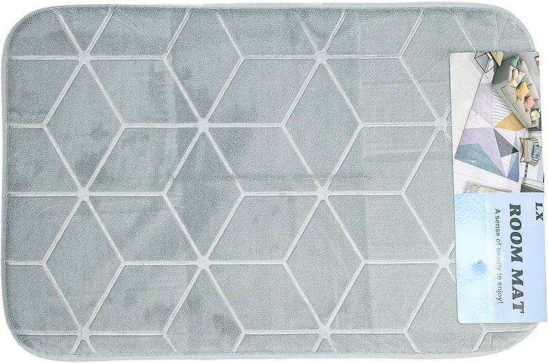 كويزين أرت سجادة حمام من Cuisine Art: فائقة الامتصاص ومصنوعة من رغوة الذاكرة (Memory Foam) – مقاس 40×60 سم، بلون رمادي مخملي، مع بطانة خلفية مانعة للانزلاق – سريعة الجفاف، بتصميم هندسي بارز (منقوش) – سجادة أرضية ناعمة وزخرفية للاستحمام وحوض الاستحمام. - Image 5