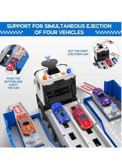 Excefore Carrier Truck Race Track Toddlers Toys, Foldable 3 Layer Car Race Track Playset, Transport Car Carrier & 8 Race Cars, Car Carrier Transforms into Race Tracks Gifts for Ages 2-4 Year Old  - Image 3