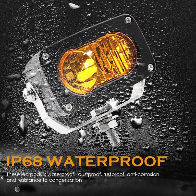 GLOBLED 3 Inch Led Pod Amber, 50W 6000 LM Combo Beam Small Led Light Pods IP68 Led Driving Fog Lights Off Road Lights Ditch Lights Compatible with Motorcycle Truck SUV ATV UTV Boat 2 Pc - Image 5