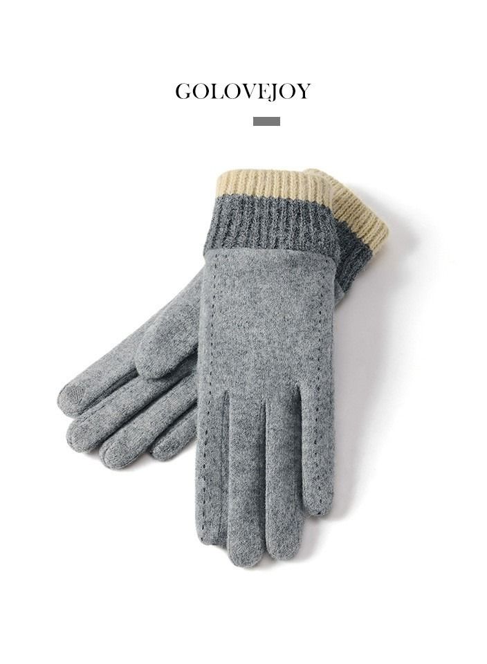 Golovejoy Winter Cold Proof Velvet Thickened Gloves Fingertip Warm Female Gloves