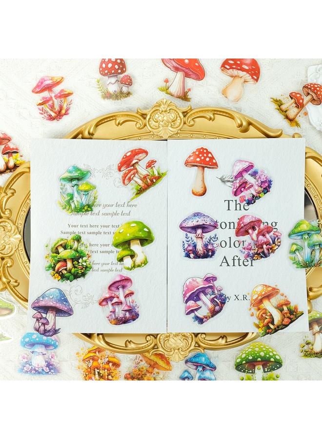 Bluejw 50 Pct Plant Sticker Pack PET Transparent Waterproof Retro Natural Realistic Mushroom Stickers DIY Hand Account Decorative Stickers - Image 2