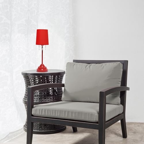Simple Designs LT3018-RED Table Lamp with Fabric Shade and Hanging Acrylic Beads, Red - Image 5