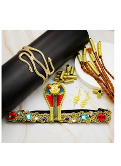Excefore Egyptian Costume Accessories, Egyptian Headpiece, 25 Pieces Egyptian Cleopatra Costume Accessories, Snake Headpiece Golden Arm Cuff Earrings Jewelry Set, for Women Girls Cosplay  - Image 2