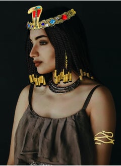 Excefore Egyptian Costume Accessories, Egyptian Headpiece, 25 Pieces Egyptian Cleopatra Costume Accessories, Snake Headpiece Golden Arm Cuff Earrings Jewelry Set, for Women Girls Cosplay  - Image 3