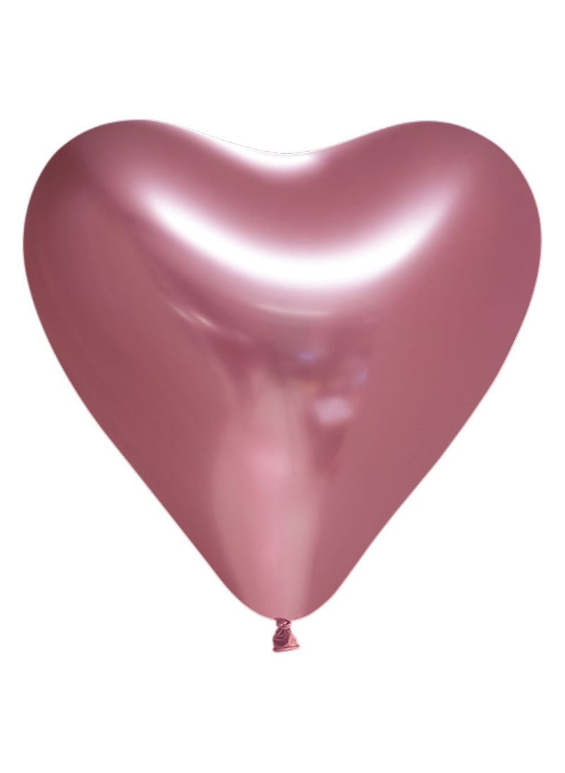 Globos Heart Shaped Chrome Mirror Balloons Pink 30cm 6-Pack - Image 1