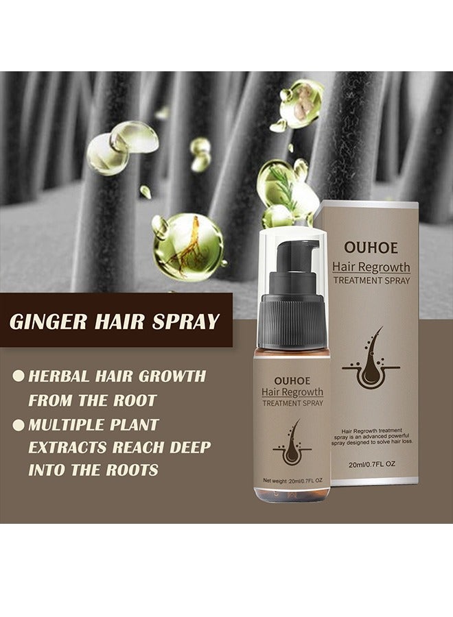 OUHOE Hair Regrowth，Ginger Hair Thickening Spray Anti-Hair Loss Firming Nourishing Strong and Thick Hair, Treatment Hair Growth Essence, Dense Hair Regeneration Spray, Suitable for Men and Women(20ml/0.7fl.oz) - Image 2