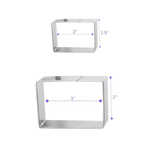 Bakerpan Stainless Steel Rectangle Cookie Cutter Set, Biscuit Cutters for Baking (2 Inch & 3 Inch) - Image 2