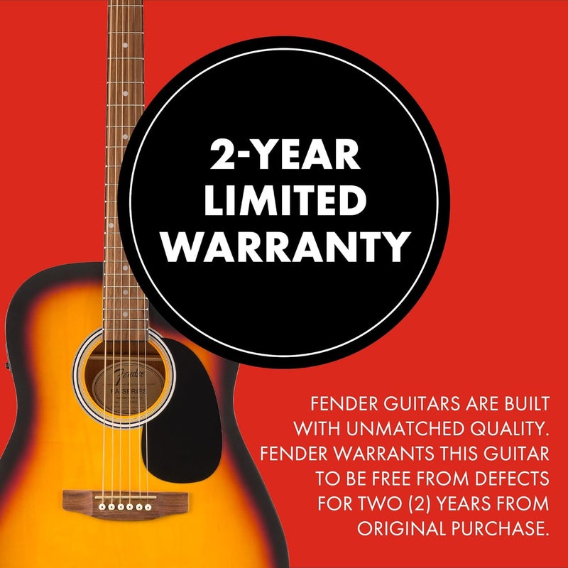 FENDER Fender FA25CE Dreadnought Acoustic Electric Guitar Beginner Guitar with 2Year Warranty Includes Builtin Tuner and OnBoard Volume and Tone Controls Comes with Free Lessons Sunburst - Image 3