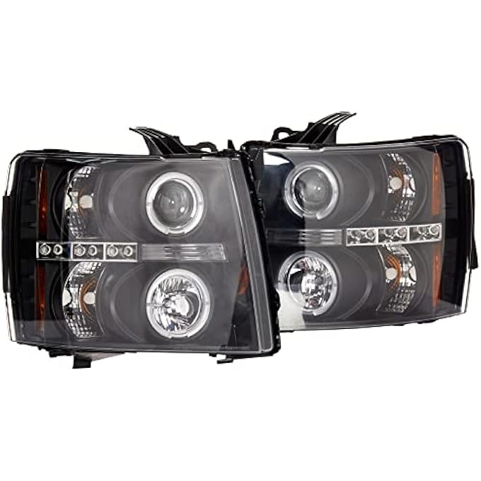 Spyder 5009494 Chevy Silverado 1500 0713 2500Hd3500Hd 0714 Projector Headlights  Led Halo  Led Replaceable Leds  Black  High H1 Included  Low H1 Included - Image 1