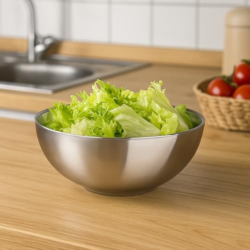 Kruvad Stainless Steel Tone Bowl 500 ml | Mixing & Serving Bowls | Durable, Rust-Free, Dishwasher Safe, Double Finish Metal Bowls for Curry, Dal, Soup, Dessert, Snacks & Kitchen Use - Image 2