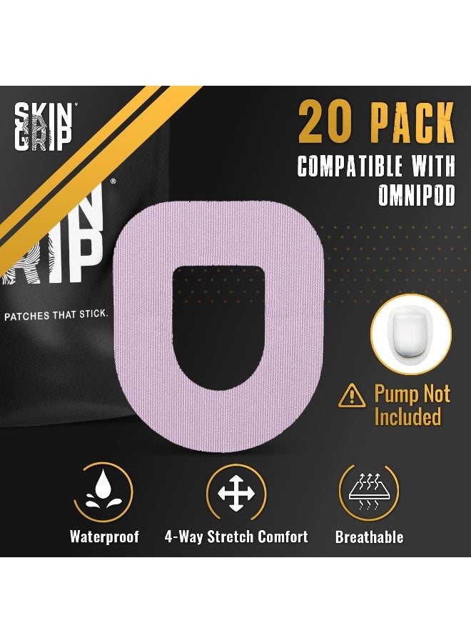 Skin Grip CGM Patches for Insulet Omnipod (20-Pack), Waterproof & Sweatproof for 10-14 Days, Pre-Cut Adhesive Tape, Continuous Glucose Monitor Protection (Pastel) - Image 5
