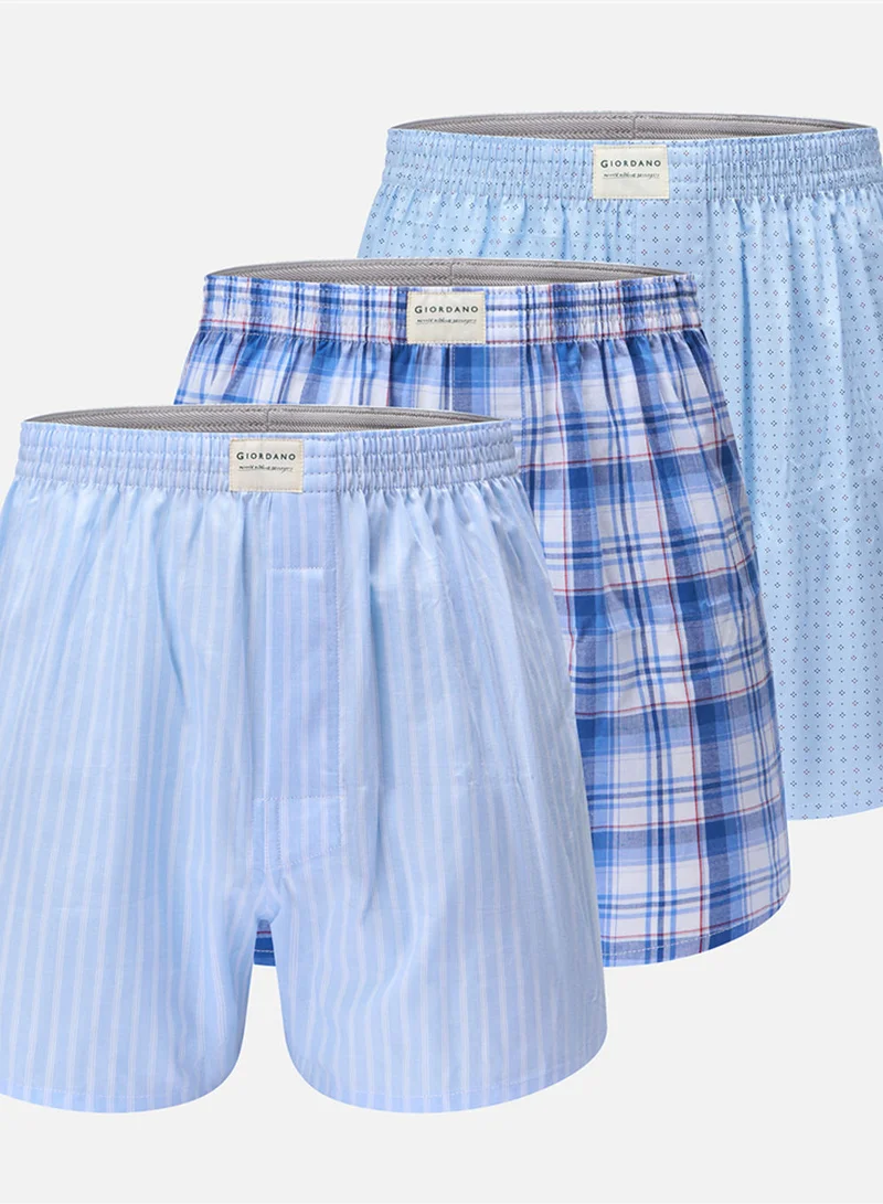 Men's Regular Fit Cotton Poplin Boxers 3-Pack