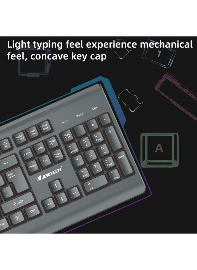 JERTECH - Geartech KM500 Waterproof Wireless Keyboard and Mouse Combo - Full-Size Design, 104 Keys and 4-Button Mouse - Silent Switches - Black - Image 1