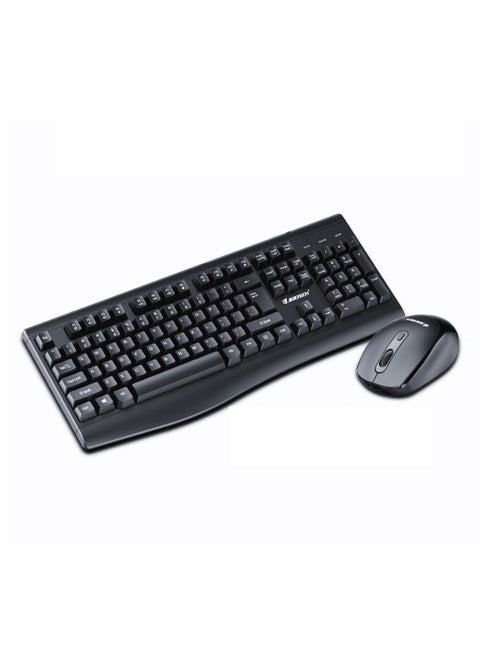 Geartech KM500 Waterproof Wireless Keyboard and Mouse Combo - Full-Size Design, 104 Keys and 4-Button Mouse - Silent Switches - Black