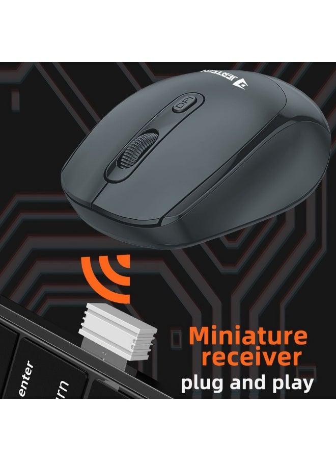 JERTECH - Geartech KM500 Waterproof Wireless Keyboard and Mouse Combo - Full-Size Design, 104 Keys and 4-Button Mouse - Silent Switches - Black - Image 1